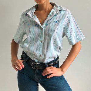 vintage 80's pastel stripe button down
